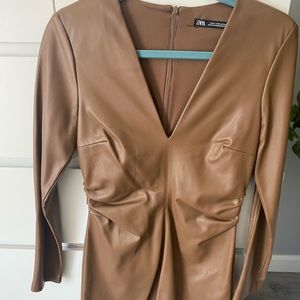 Zara leather dress brown